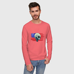 Лонгслив хлопковый мужской USA Alien, цвет: коралловый — фото 2