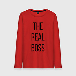 Лонгслив хлопковый мужской The real boss!, цвет: красный