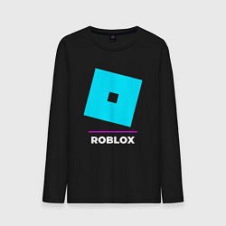 Лонгслив хлопковый мужской Символ Roblox в неоновых цветах, цвет: черный