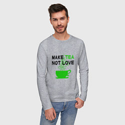 Лонгслив хлопковый мужской Make tea, not love, цвет: меланж — фото 2