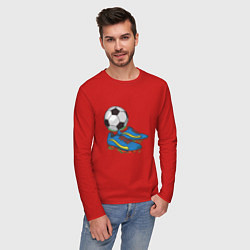 Лонгслив хлопковый мужской Футбольные бутсы, цвет: красный — фото 2