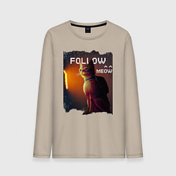 Лонгслив хлопковый мужской STRAY FOLLOW MEOW, цвет: миндальный