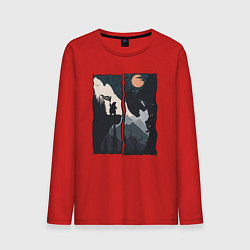 Лонгслив хлопковый мужской Оранжевая луна и дикий альпинизм, цвет: красный