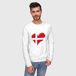 Лонгслив хлопковый мужской Сердце - Дания, цвет: белый — фото 2