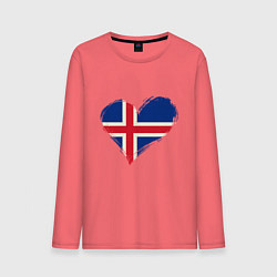 Лонгслив хлопковый мужской Сердце - Исландия, цвет: коралловый