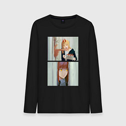 Лонгслив хлопковый мужской Макима стучится в дверь - Мем адаптация, цвет: черный