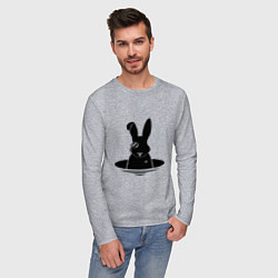 Лонгслив хлопковый мужской Кролик с моноклем, цвет: меланж — фото 2