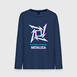 Лонгслив хлопковый мужской Metallica glitch rock, цвет: тёмно-синий