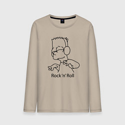 Лонгслив хлопковый мужской Bart Simpson - Rock n Roll, цвет: миндальный
