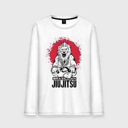 Лонгслив хлопковый мужской Jiu Jitsu red sun Brazil, цвет: белый