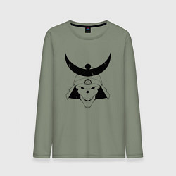 Лонгслив хлопковый мужской Samurai Skull - Black, цвет: авокадо