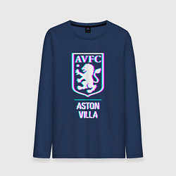 Лонгслив хлопковый мужской Aston Villa FC в стиле glitch, цвет: тёмно-синий