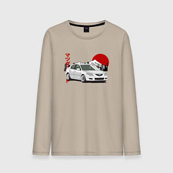 Лонгслив хлопковый мужской Mazda 3 bk JDM Retro, цвет: миндальный