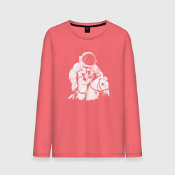 Лонгслив хлопковый мужской Космонавт на коне, цвет: коралловый