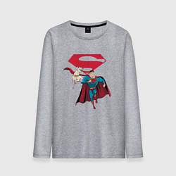 Лонгслив хлопковый мужской Крипто и Супермен с лого DC Лига Суперпитомцы, цвет: меланж