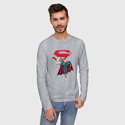 Лонгслив хлопковый мужской Крипто и Супермен с лого DC Лига Суперпитомцы, цвет: меланж — фото 2