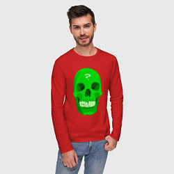 Лонгслив хлопковый мужской Зелёный череп со знаком вопроса, цвет: красный — фото 2