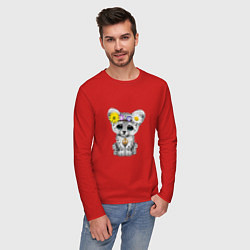 Лонгслив хлопковый мужской Мир - Снежный Леопард, цвет: красный — фото 2