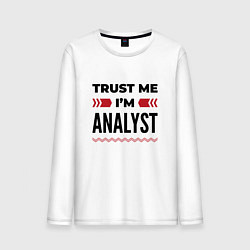 Лонгслив хлопковый мужской Trust me - Im analyst, цвет: белый