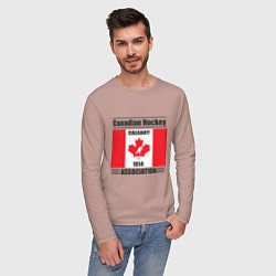Лонгслив хлопковый мужской Федерация хоккея Канады, цвет: пыльно-розовый — фото 2