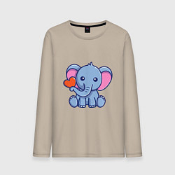 Лонгслив хлопковый мужской Love Elephant, цвет: миндальный