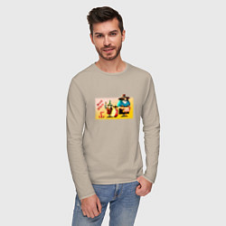 Лонгслив хлопковый мужской Делай деньги Остров сокровищ, цвет: миндальный — фото 2