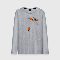 Лонгслив хлопковый мужской Красные панды в кармане, цвет: меланж