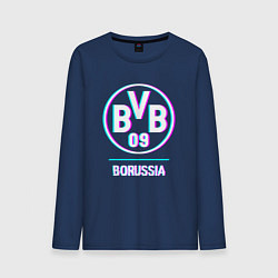 Лонгслив хлопковый мужской Borussia FC в стиле glitch, цвет: тёмно-синий