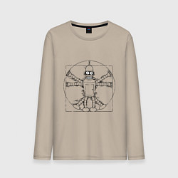 Лонгслив хлопковый мужской Vitruvian Bender, цвет: миндальный