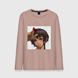 Лонгслив хлопковый мужской Lain Эксперименты Лэйн, цвет: пыльно-розовый