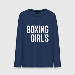 Лонгслив хлопковый мужской Boxing girls, цвет: тёмно-синий