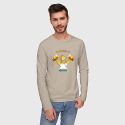 Лонгслив хлопковый мужской Homer & Beer, цвет: миндальный — фото 2