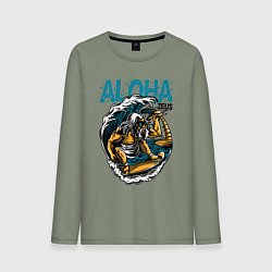 Лонгслив хлопковый мужской Зевс серфингист, цвет: авокадо