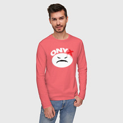Лонгслив хлопковый мужской Onyx logo white, цвет: коралловый — фото 2