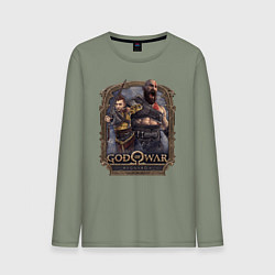 Лонгслив хлопковый мужской Атрей и Кратос GoW Ragnarok, цвет: авокадо