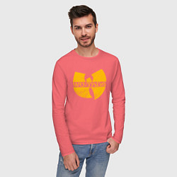 Лонгслив хлопковый мужской Wu scratches logo, цвет: коралловый — фото 2