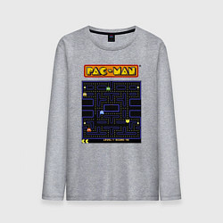 Лонгслив хлопковый мужской Pac-Man на ZX-Spectrum, цвет: меланж