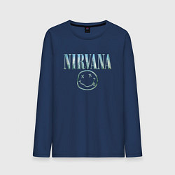 Лонгслив хлопковый мужской Nirvana - смайлик, цвет: тёмно-синий