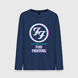 Лонгслив хлопковый мужской Foo Fighters glitch rock, цвет: тёмно-синий
