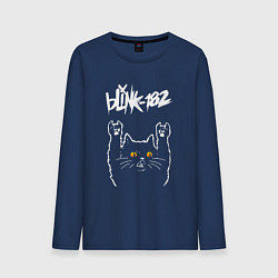 Лонгслив хлопковый мужской Blink 182 rock cat, цвет: тёмно-синий