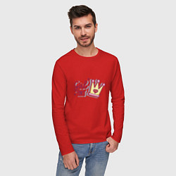 Лонгслив хлопковый мужской Корона - girl power, цвет: красный — фото 2