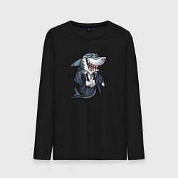 Лонгслив хлопковый мужской Офисная акула, цвет: черный