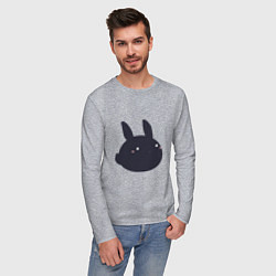 Лонгслив хлопковый мужской Черный кролик - минимализм, цвет: меланж — фото 2