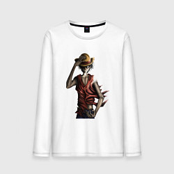 Лонгслив хлопковый мужской One piece d luffy, цвет: белый