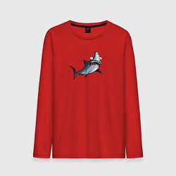 Лонгслив хлопковый мужской Удивлённая акула, цвет: красный