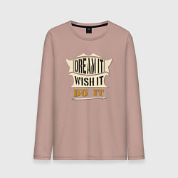 Лонгслив хлопковый мужской Dream it, Wish it, Do it, цвет: пыльно-розовый