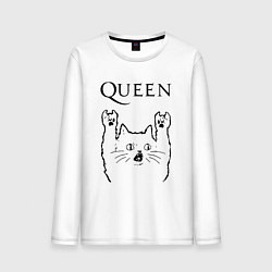 Лонгслив хлопковый мужской Queen - rock cat, цвет: белый