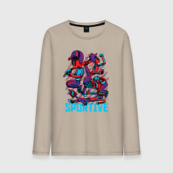 Мужской лонгслив Человечки бейсболисты