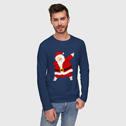 Лонгслив хлопковый мужской Дед мороз дэб, цвет: тёмно-синий — фото 2
