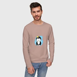 Лонгслив хлопковый мужской Королевский пингвин, цвет: пыльно-розовый — фото 2